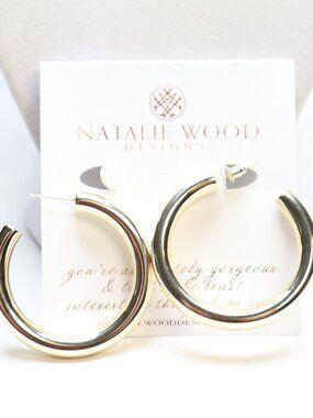 Natalie Wood Designs Gold Tone Just Dance Hoop Earrings $44 NWT READ AD!